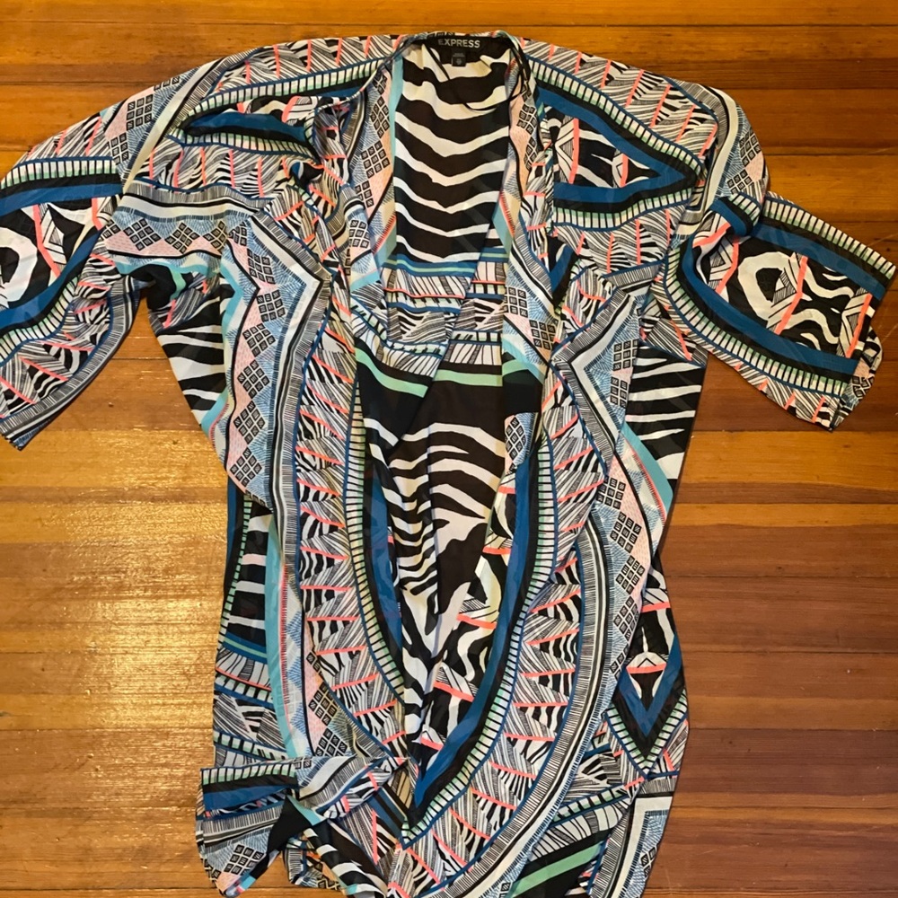 Express Aztec Zebra Pattern Print Seethrough Cover